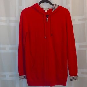 Gorgeous Red Burberry Brit Cashmere Zip Hoodie
